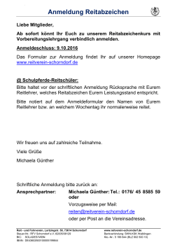 Anmeldung Reitabzeichen - und Fahrverein Schorndorf eV