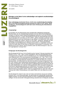 Newsletter Steuern Luzern 15 / 2016 Steuer+Praxis