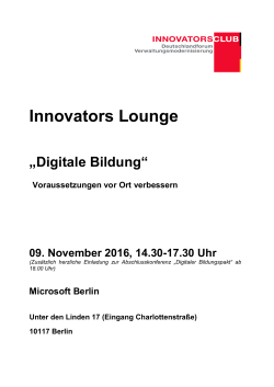Programm der Innovators Lounge "Digitale Bildung"