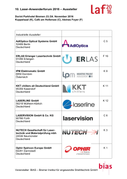 10. Laser-Anwenderforum 2016 – Aussteller