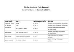 Schülerakademie Main-Spessart Enrichmentkurse im Schuljahr