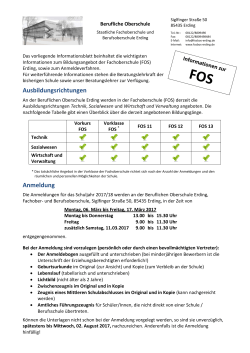 Informationsblatt FOS - Berufliche Oberschule Erding