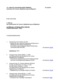 InnenA am 19.10.2016 - Landtag Baden W&uuml;rttemberg