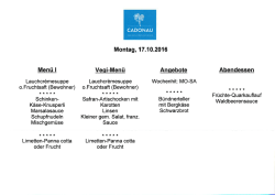 Menüplan Cafeteria 17.10. - 23.10.2016