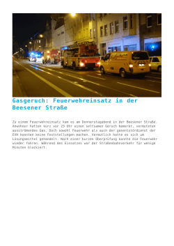 Gasgeruch: Feuerwehreinsatz in der Beesener Straße