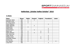 Helferliste &bdquo;Sch&uuml;ler helfen Sch&uuml;ler&ldquo; 2016