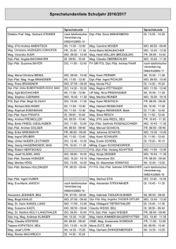 Sprechstunden Schuljahr 2016/17