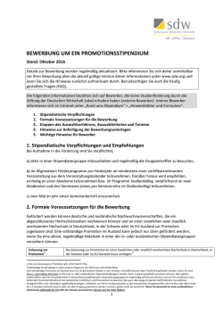 Informationen Bewerbung Promotionsstipendium