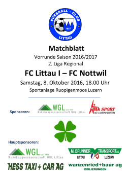 Matchblatt - FC Littau