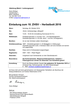 Einladung zum 10. ZHSV – Herbstbott 2016