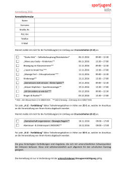 Anmeldung 2016 Anmeldeformular - SBSV 8 Köln