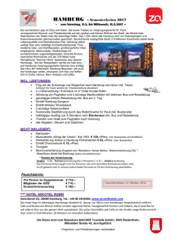HAMBURG - Semesterferien 2017 - von Samstag, 11.2. bis Mittwoch