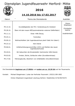 Dienstplan Jugendfeuerwehr Herford