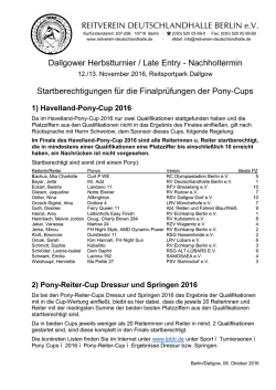 Startberechtigungen Pony Cups