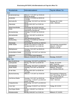Infoabende und Tage der offenen T&uuml;r Einschulung