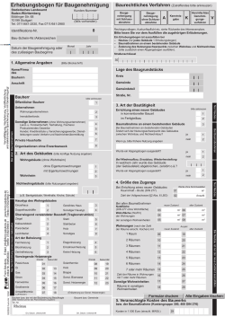Erhebungsbogen für Baugenehmigung Baurechtliches Verfahren