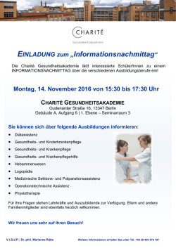 Informationsnachmittag - Charit&eacute; Gesundheitsakademie