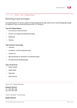 Beteiligungsmanager - BC Brandenburg Capital GmbH
