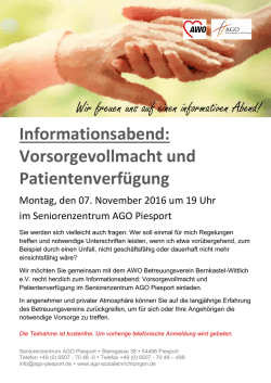 Informationsabend: Vorsorgevollmacht und