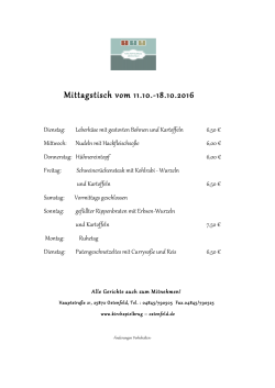 Mittagstisch vom 11.10.-18.10.2016