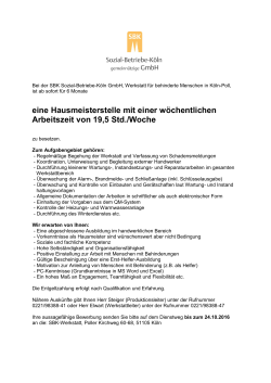 Hausmeisterstelle - Sozial-Betriebe-Köln
