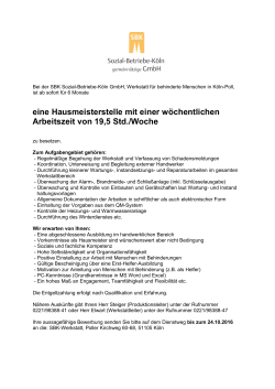 Hausmeisterstelle - Sozial-Betriebe-K&ouml;ln