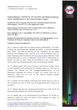 Halbzeitbilanz: FESTIVAL OF LIGHTS mit Riesenandrang. Neue