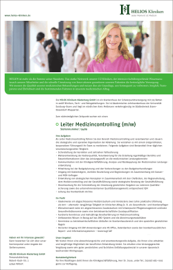 Helios Klinikum Niederberg: Leiter Medizincontrolling (m/w)