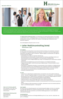 Helios Klinikum Niederberg: Leiter Medizincontrolling (m/w)