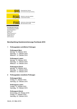 Prüfungsdaten Berufsprüfung 2016