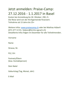 Jetzt anmelden: Praise-‐Camp: 27.12.2016 -‐ 1.1.2017 in