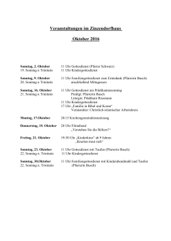 Veranstaltungen im Zinzendorfhaus Oktober 2016