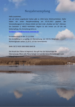 Neujahrsempfang - Tauchclub St. Wendel eV