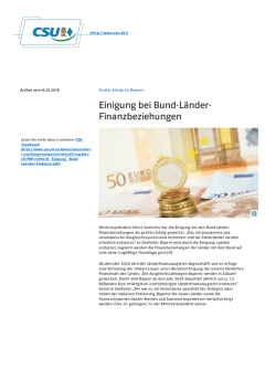 Einigung bei Bund-L&auml;nder-Finanzbeziehungen