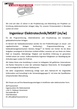 Ingenieur Elektrotechnik/MSRT (m/w)