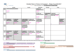 Schedule Master of Science in Economics* – Winter Term 2016/2017