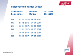 Saisonzeiten Winter 2016/17
