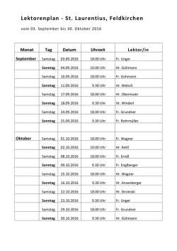 Lektorenplan September/Oktober 2016