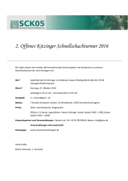 2. Offenes Kitzinger Schnellschachturnier 2016