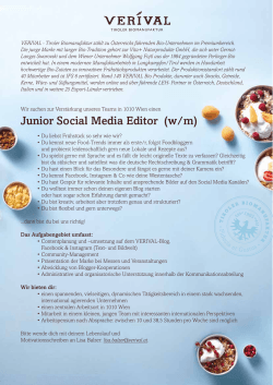 Junior Social Media Editor (w/m)