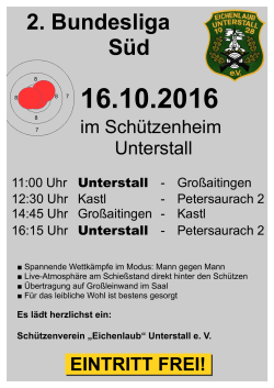 2. Bundesliga Süd: Unterstall hat am 16.10.2016 Heimrecht