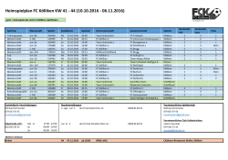 Heimspielplan KW 41-44 2016