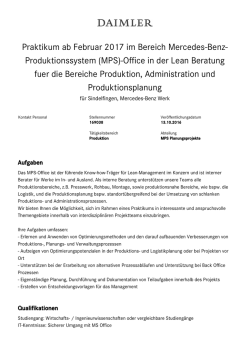 Praktikum ab Februar 2017 im Bereich Mercedes-Benz
