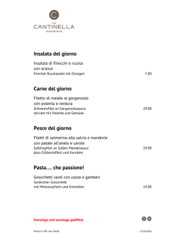 Insalata del giorno Carne del giorno Pesce del