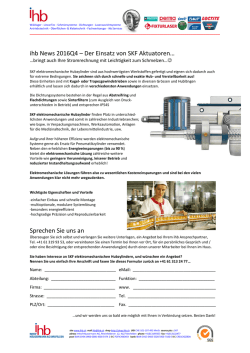 ihb News 2016Q4 &ndash; Der Einsatz von SKF Aktuatoren&hellip;