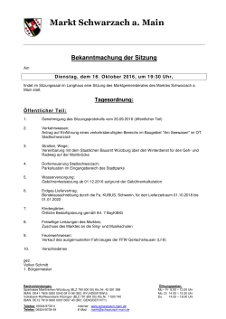 Tagesordnung der nächsten Sitzung - Schwarzach