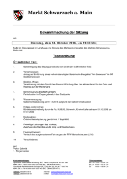 Tagesordnung der nächsten Sitzung - Schwarzach
