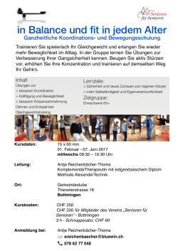 in Balance und fit - in jedem Alter Kursausschreibung 2017