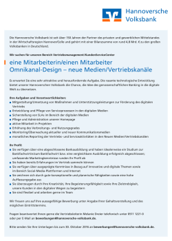 eine Mitarbeiterin/einen Mitarbeiter Omnikanal-Design - VR
