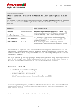 Duales Studium &ndash; Bachelor of Arts in BWL mit